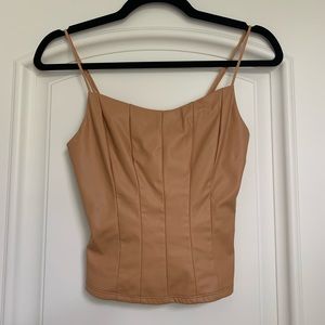FREE PEOPLE FAUX LEATHER LACE IN THE BACK TOP